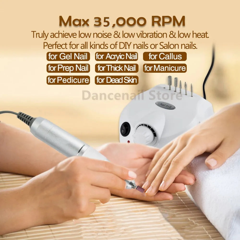 Nail Drill Professional Electric 30000RPM Home Salon Polishing Manicure Pedicure Remove Dremel Buffer