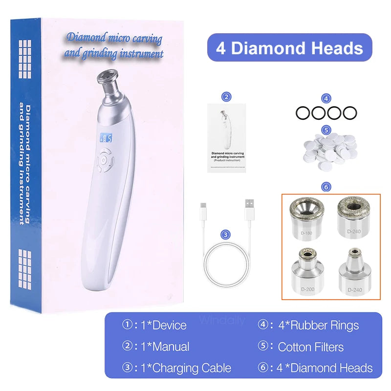 2025 Wireless Diamond Microdermabrasion Machine Blackhead Remover Vacuum Pore Cleaner Facial Skin Care Tool Face Beauty Device
