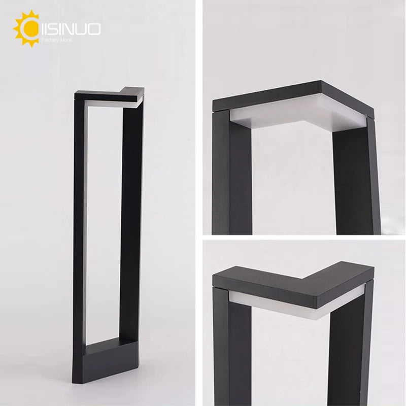 LED 12W Outdoor Landscape Path Lights Black IP65 Waterproof Lawn Post Light Fixture for Lawn Patio Courtyard Driveway Decoration
