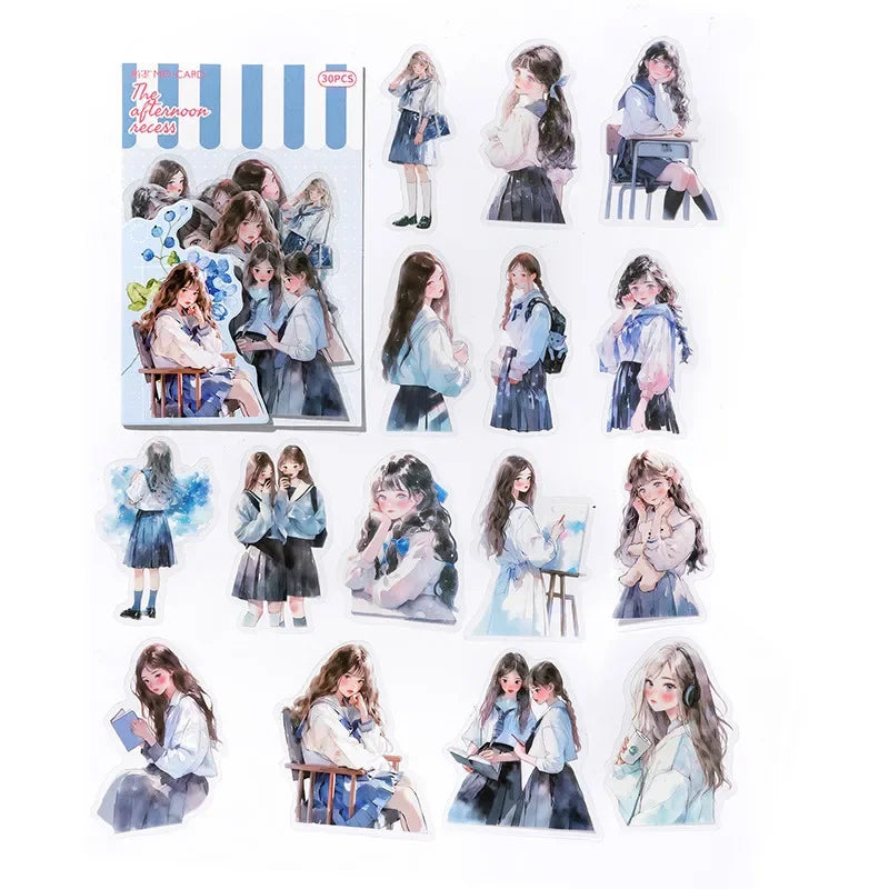 30pcs/pack Cute Cartoon Stickers DIY Scrapbooking Collage Junk Journal Creative Stationery Craft  Stickers