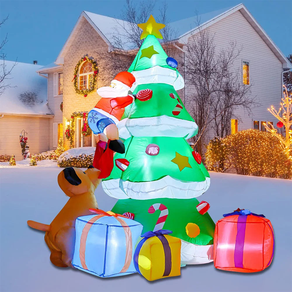 2025 Christmas inflatables Santa 240cm Glowing Santa Claus with LED Outdoor Home Cafe Decoration Party Garden Xmas Decor