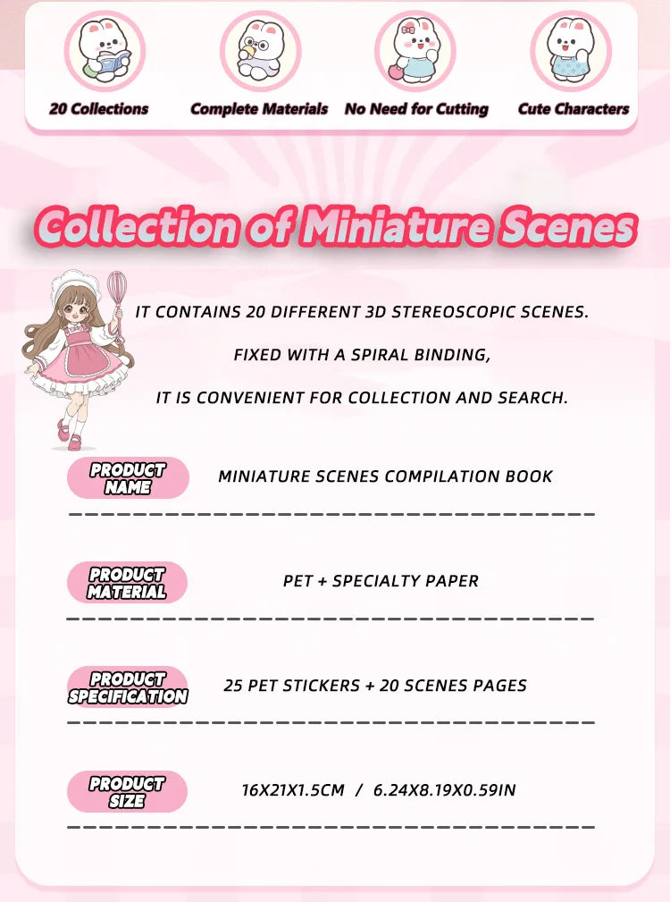 20Pcs 20in1 3D Cartoon Sticker Book | DIY Scenes Creative Gift for Kids, Portable Sticker Album for Birthday Christmas Crafts