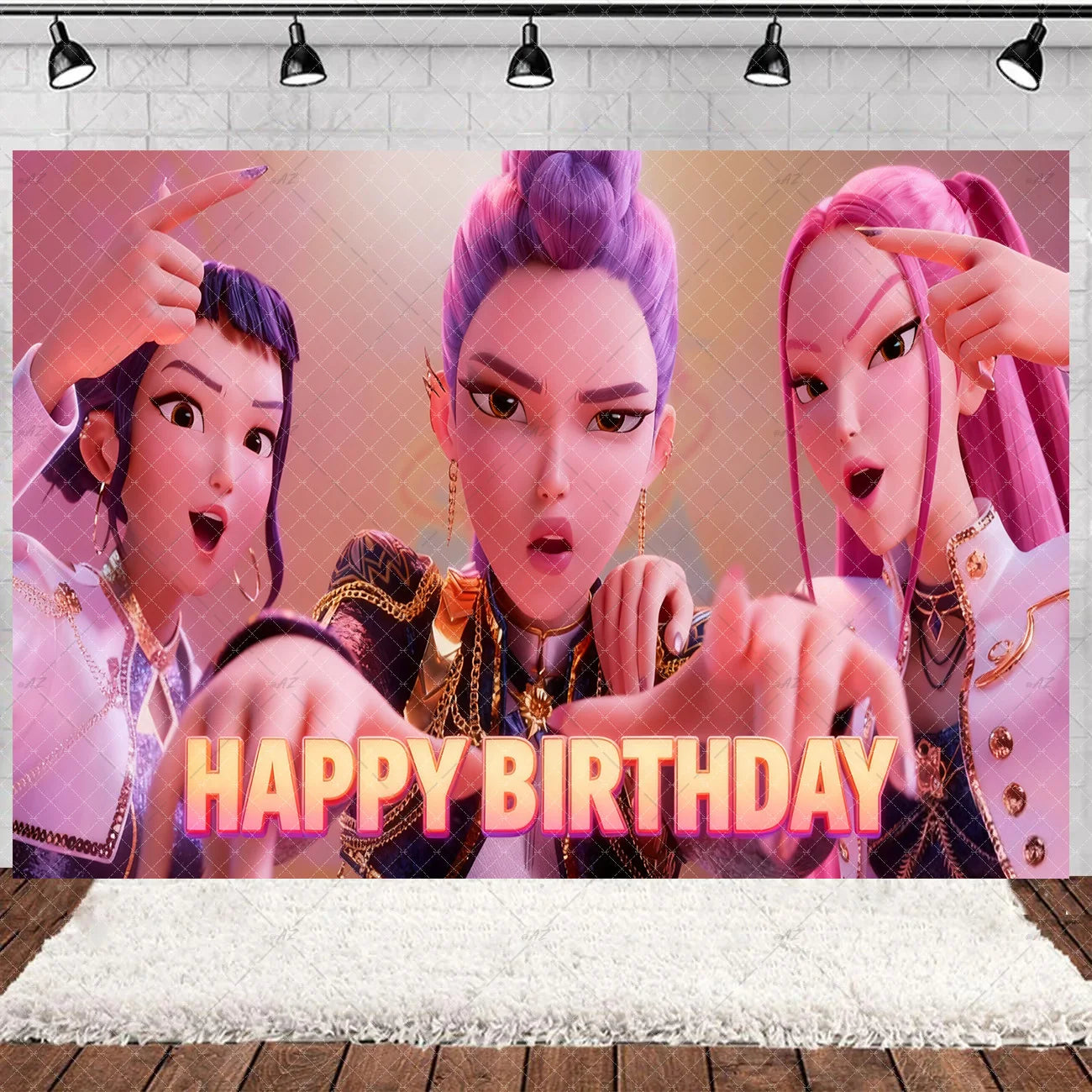Hot KPop Girl Demon Hunters Backdrop Popular Anime Adult Children's Birthday Party Decorations Baby Shower Supplies Photo Props