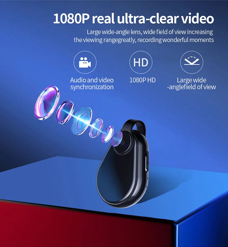 1080P Mini Body Worn Camera, One Key Record Portable Wearable Cam with Audio, Auto Save for Law Enforcement, Meeting, Travel
