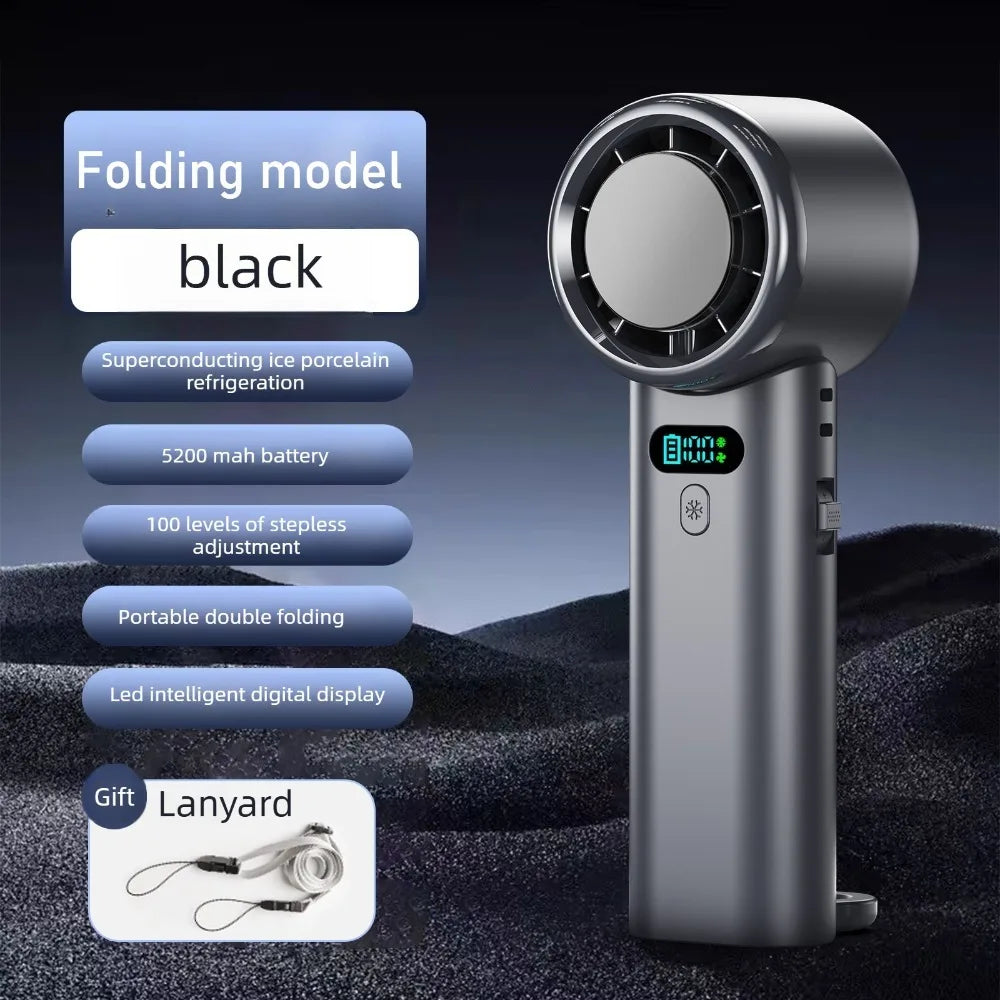 Ice compress high-speed cooling fan handheld fans USB Rechargeable portable mini fan Folding style for Travel,Camping,Outdoor