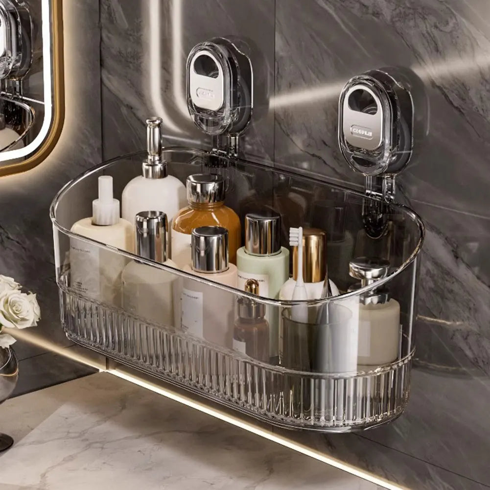 Hanging Shower Shelf Suction Storage Box Large Capacity & Strong Load-Bearing Removable Shower Basket Suction Cup for Bathroom