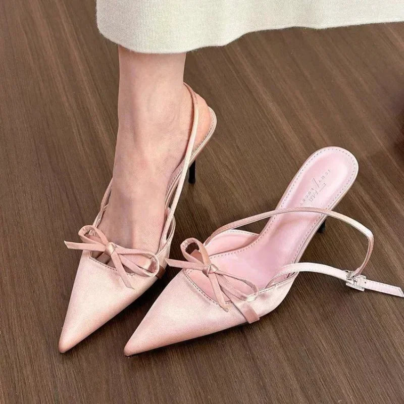 Pointy Single-shoe Women 2025 New Spring Stiletto Sandals French with Skirt Temperament Pink High Heels  Kawaii Shoes