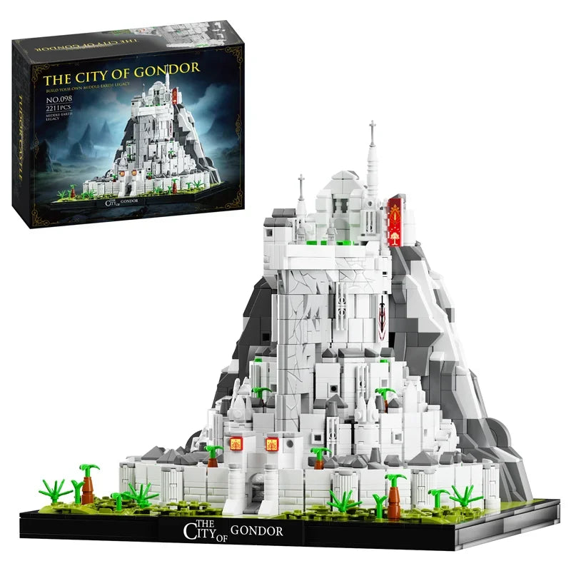 MOC The Rings Minas White City Tirith Street View Architecture Model Building Block Movie Scene Puzzle Toys Gifts 2211PCS