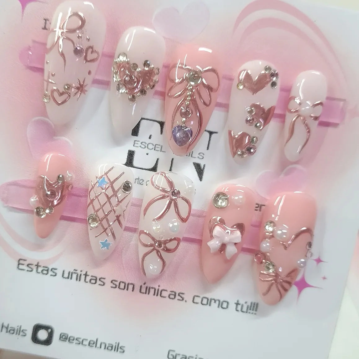 24PCS Medium Almond Press On Nails Wine Red Cute Cartoon Rabbit Bowknot Plaid Pearl False Nails Kawaii Nails Full Cover Wearable