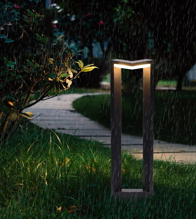 LED 12W Outdoor Landscape Path Lights Black IP65 Waterproof Lawn Post Light Fixture for Lawn Patio Courtyard Driveway Decoration