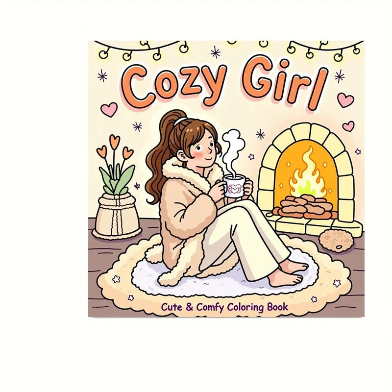 28 Pages Cozy Girls's Life Coloring Book for Adult | Colouring Book for Stress Relief, Birthday Day Gift, Back to School Supplie