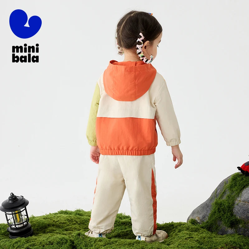 Mini Bala Unisex Kids Outdoor Long Sleeve Set 2025 New Full Comfortable Hooded Top-and-Long Trousers