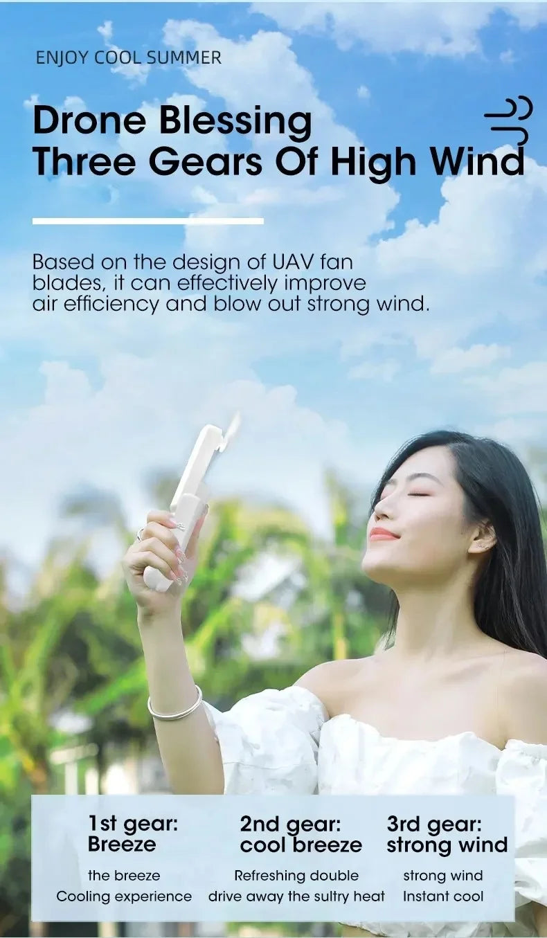 Mini Handheld Fan Type-C Charging Foldable Portable Mini Cooling 2000mAh Outdoor Rechargeable Fan Free Control High Speed Fan