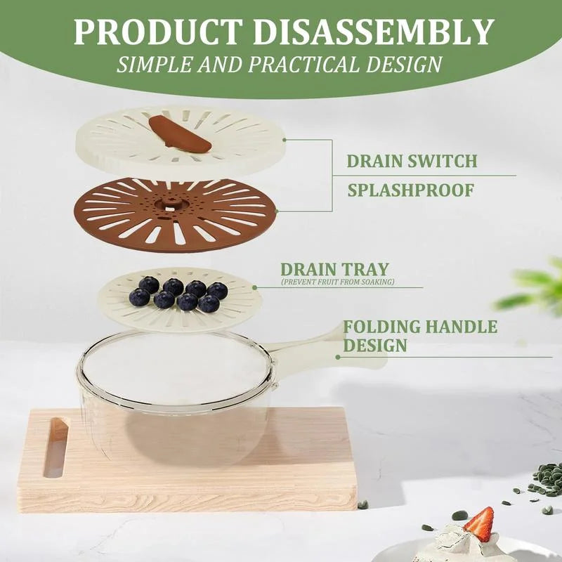 Kitchen Colander Storage Basket Multifunctional Fruit Vegetable Washing Bowl with Strainer Lid And Handle Fruit Storage Containe
