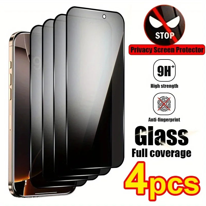 NNBILI 4PCS Privacy Screen Protector For iPhone17Pro Max 17Air Anti-Spy Glass For iPhone 16 15 14 13 12 11Pro Max Tempered Glass