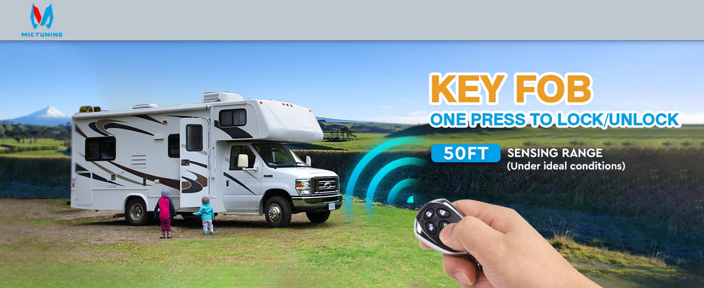 MICTUNING Keyless RV Door Lock,Multiple Unlocking Methods,Remote Key Range Up to 50FT, Heavy Duty Steel Waterproof For Campers
