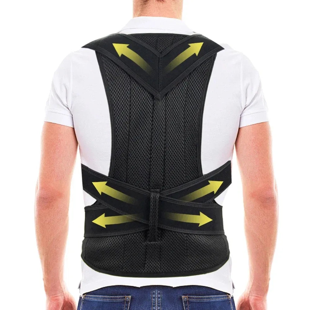 1 Reinforced Belt Lumbar Column Posture Corrector Vest Adjustable Back Support Strap Shoulder Spine Brace Neck Stretcher Trainer
