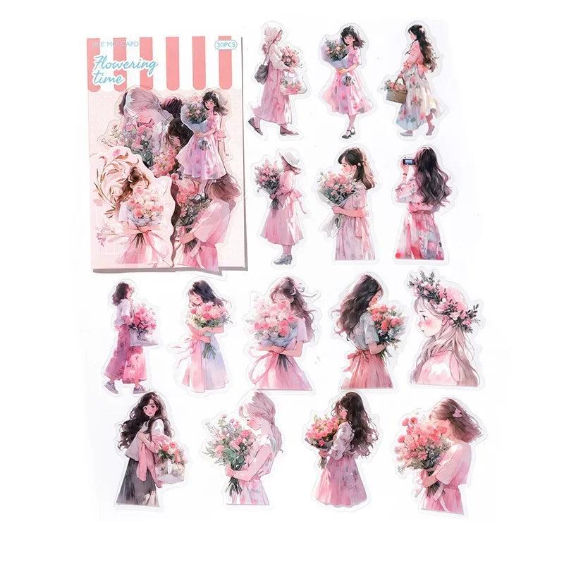 30pcs/pack Cute Cartoon Stickers DIY Scrapbooking Collage Junk Journal Creative Stationery Craft  Stickers
