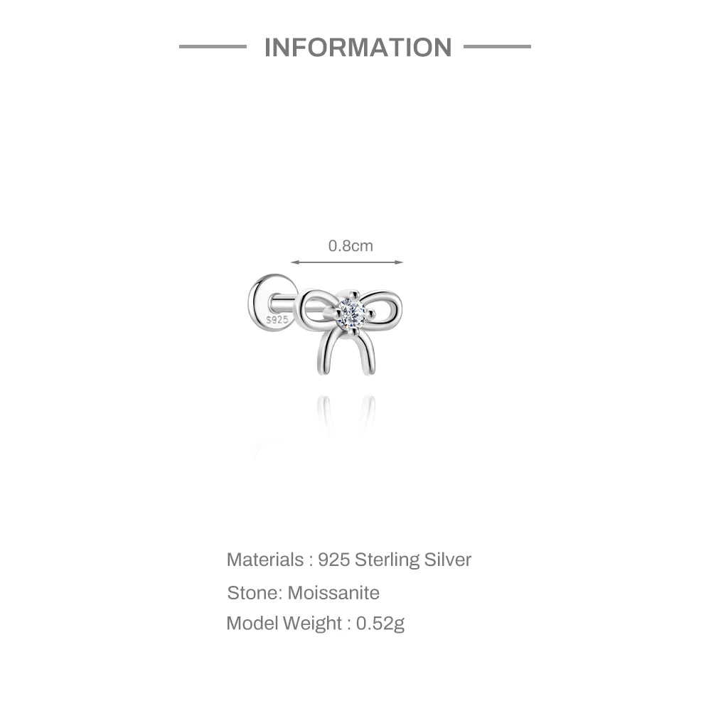 CANNER 1PC Moissanite Spherical Vertical Eight-pointed Star Piercing Earrings 925 Sterling Silver Jewelry Valentine's Day Gift