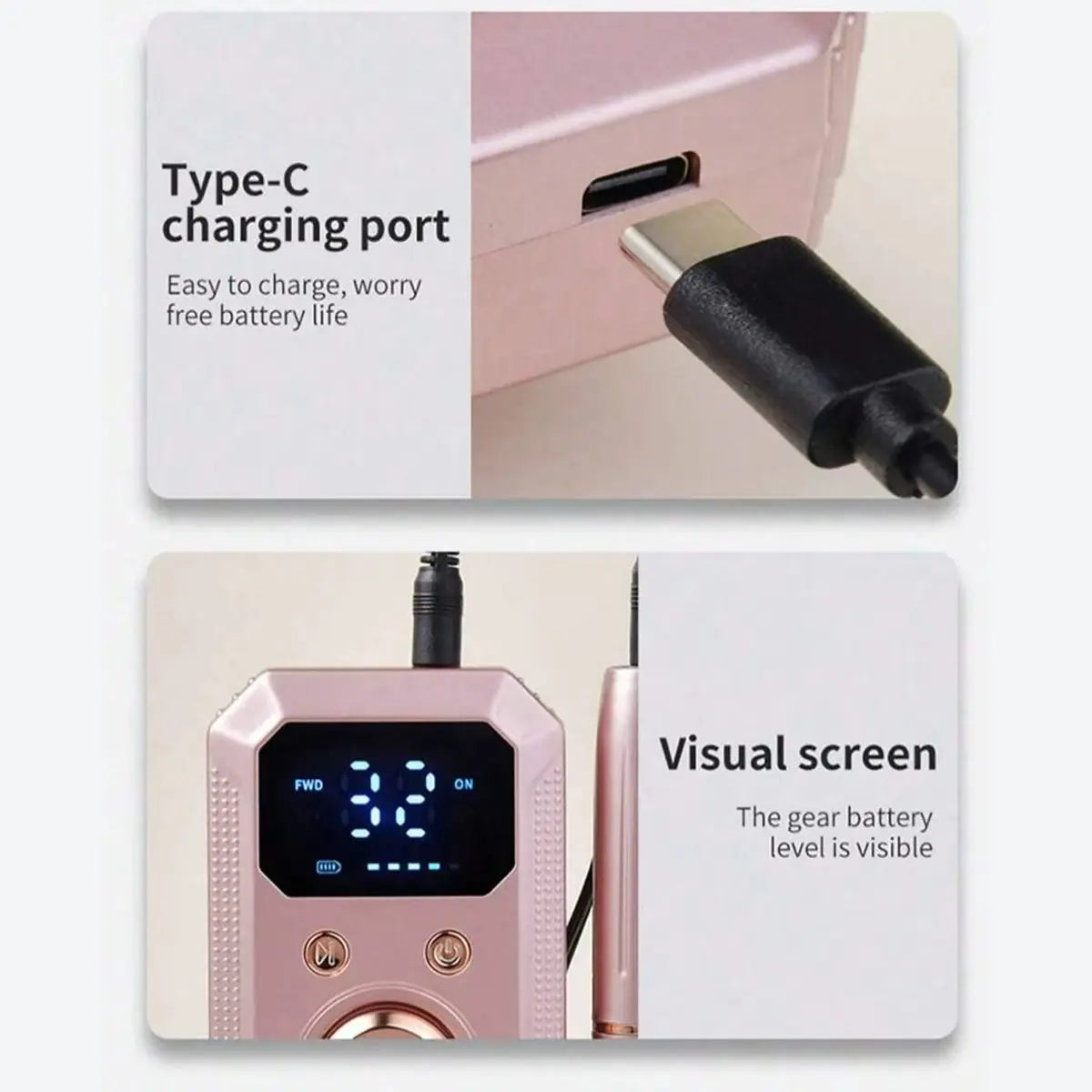 1 Set of Manicure and Pedicure Polishing and Shaping Tools, Electric Nail Grinder Set with USB Rechargeable Battery - 32 Adjusta