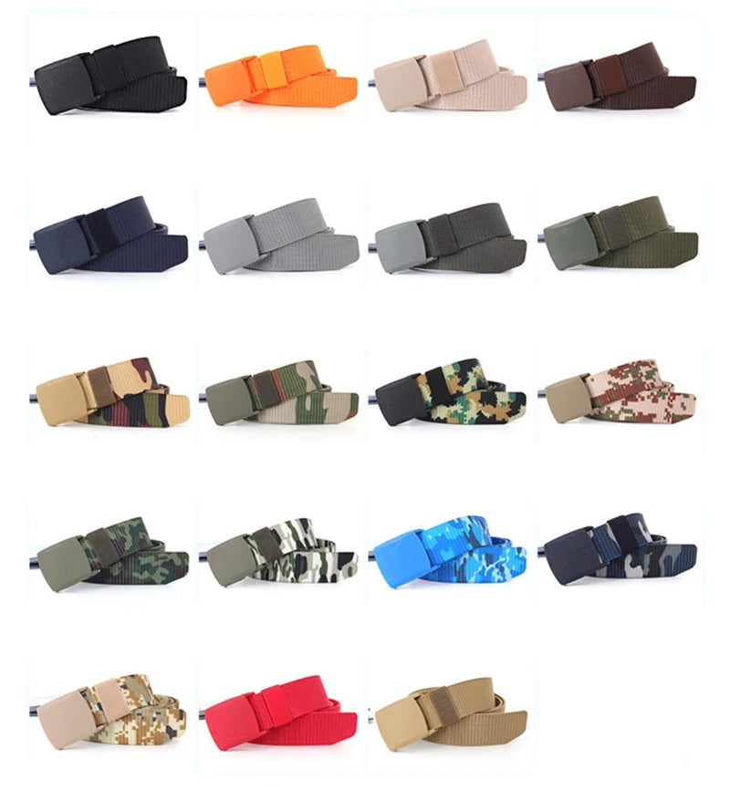 38mm Tactical Waist Belt Unisex Lightweight Weave Fabric with Plastic Buckle for Airport Security Men Women Camouflage Style