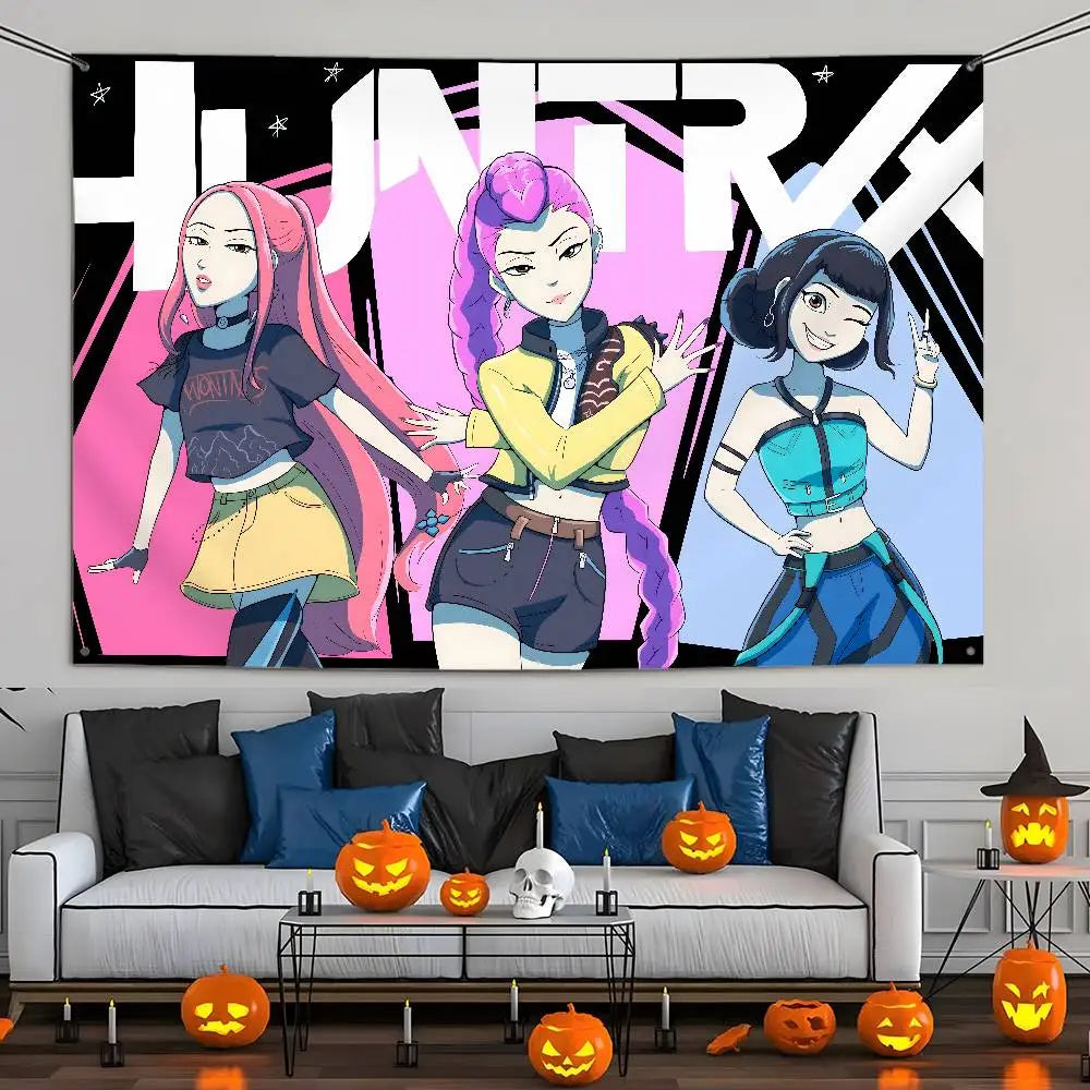 KPop Demon Hunters Flag Custom Flags Wall Hanging Tapestry Outdoor Decorative flag Background Blanket