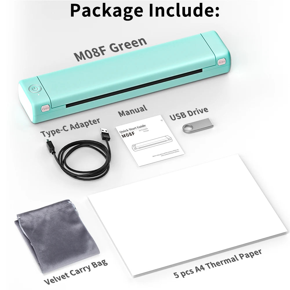 Phomemo M08F A4 Paper Printer Portable Thermal Printer Tattoo Printer Bluetooth Printer Compatible with Phone&Laptop for Office
