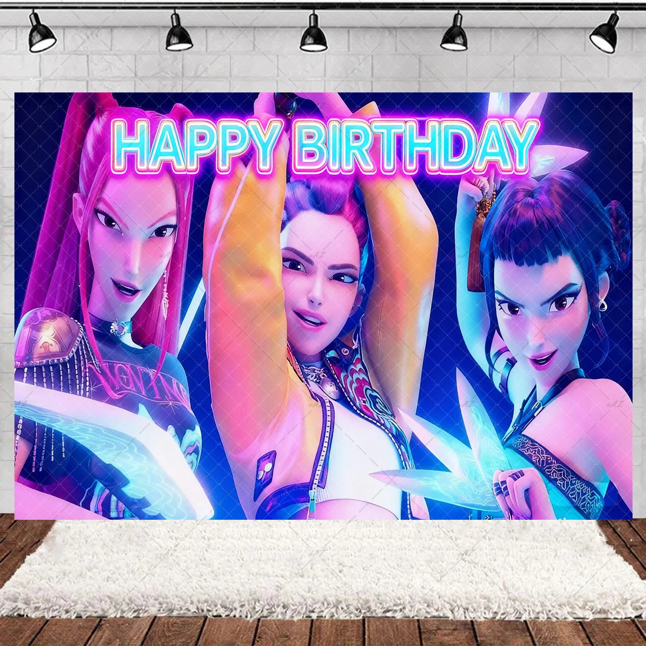Hot KPop Girl Demon Hunters Backdrop Popular Anime Adult Children's Birthday Party Decorations Baby Shower Supplies Photo Props