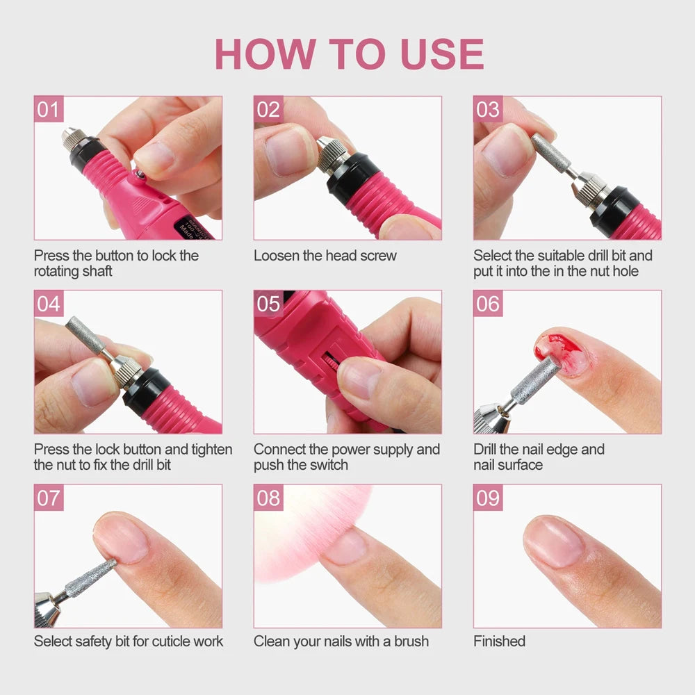 Nail Sander Set Electric Nail Drill Machine Grinding Equipment Milling Cutter For Manicure Pedicure Strong Polishing Tools