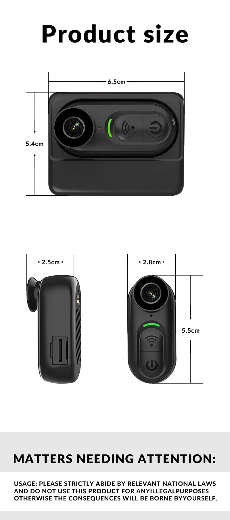 Compact Waterproof 4K Mini Body Camera 6-Axis Stabilized Thumb Cam for Outdoor Sports & Travel Recording