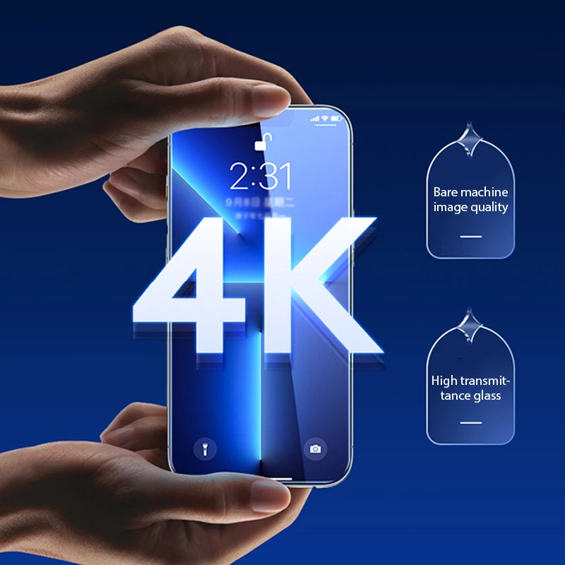 4PCS Full Cover Tempered Glass For iPhone 11 12 13 14 15 Pro Max Screen Protector For iPhone 11 12 13 14 15 Plus Glass Film