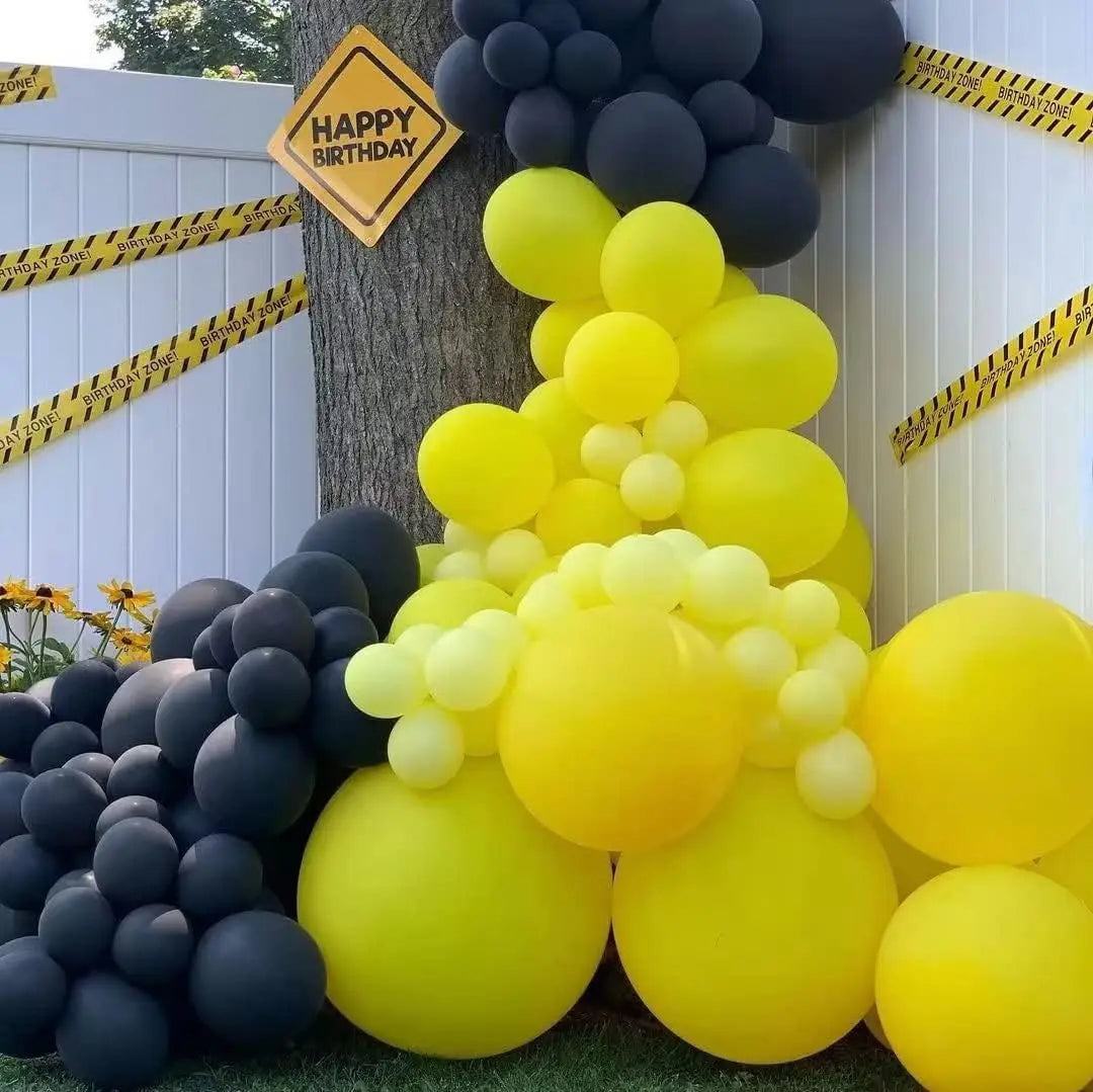 100pcs yellow and black latex balloon set suitable for birthday parties, weddings, Valentine's Day party decorations