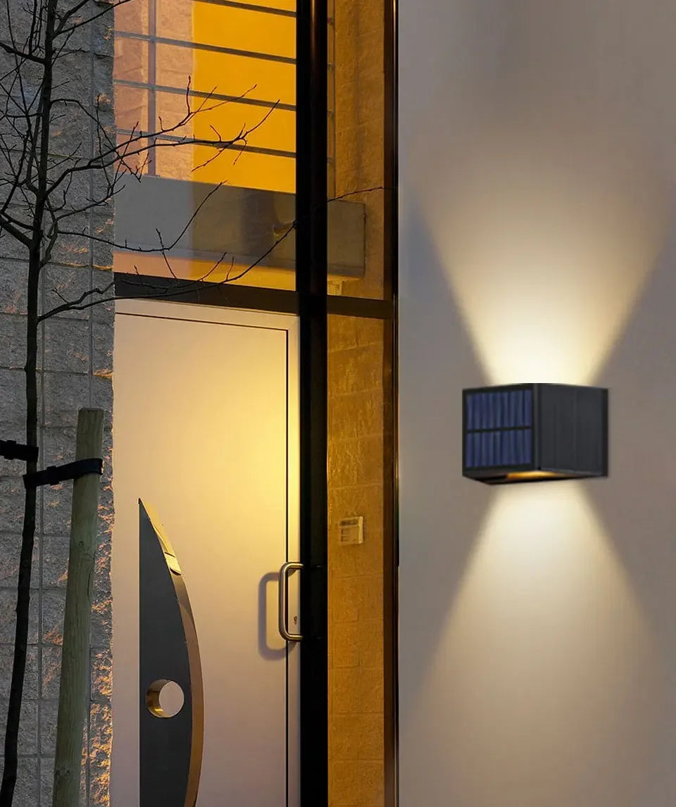 LED Outdoor Solar Lights Up And Down Lighting Wall Lamp Garden Decor Outdoor Solar Spotlights Solar Powered Sunlight Wall Sconce