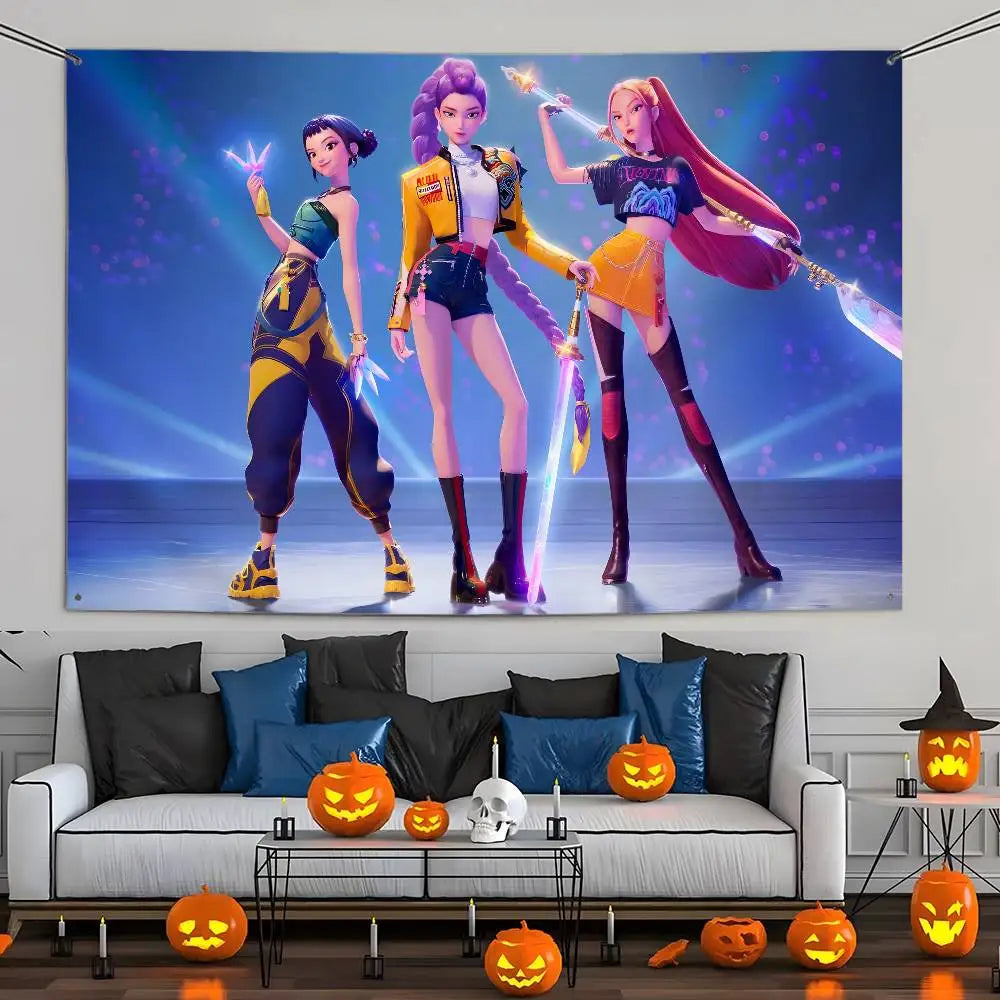KPop Demon Hunters Flag Custom Flags Wall Hanging Tapestry Outdoor Decorative flag Background Blanket