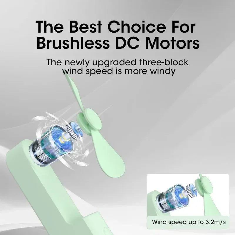 Mini Handheld Fan Type-C Charging Foldable Portable Mini Cooling 2000mAh Outdoor Rechargeable Fan Free Control High Speed Fan
