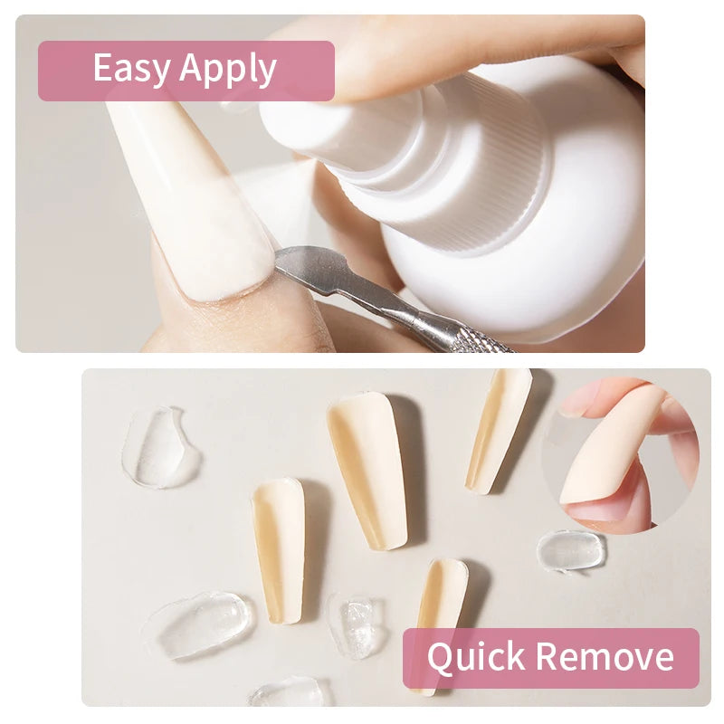 RSNAIL 100ml Nail Glue Remover for Press On Nails Solid Nail Glue Gel On Fake Nail Tips Acrylic Nail Can't Remove Gel Nail Polis