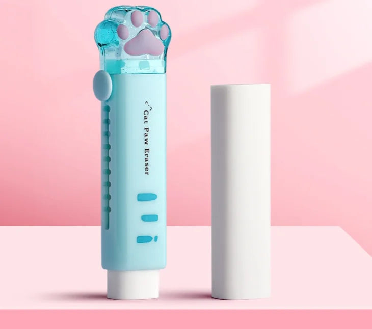 Eraser with retractable push-pull design, creative cartoon cat claw shape, student-specific stationery, portable eraser