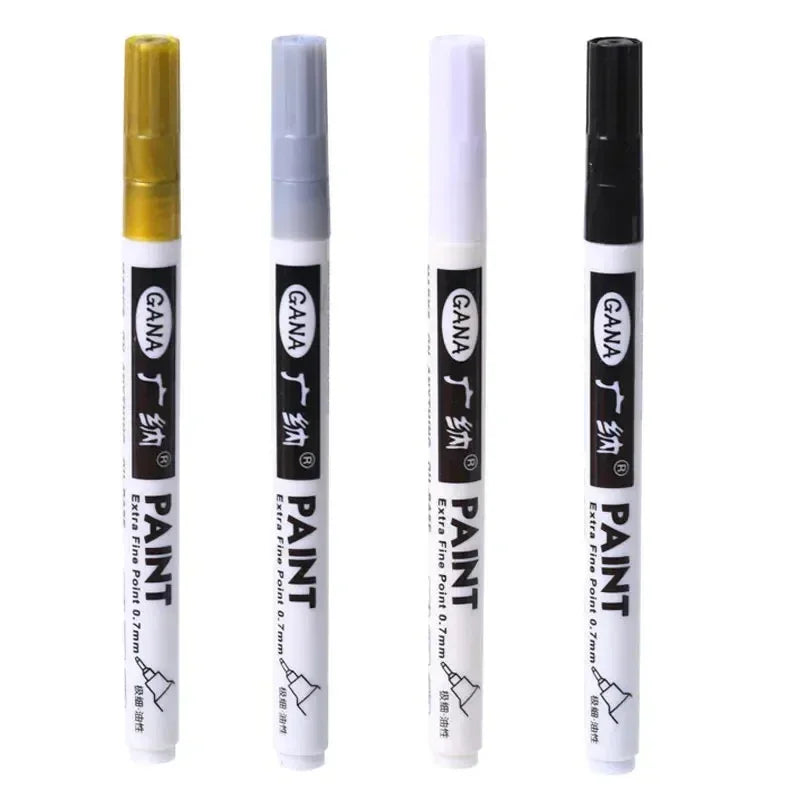4pcs Oil Based White Black Permanent Paint Markers Pens 0.7mm Extra Fine Waterproof, for Rock Painting, Wood, Metal, Canvas