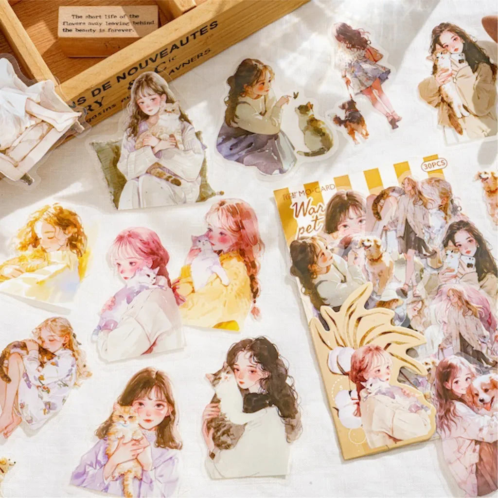 30pcs/pack Cute Cartoon Stickers DIY Scrapbooking Collage Junk Journal Creative Stationery Craft  Stickers