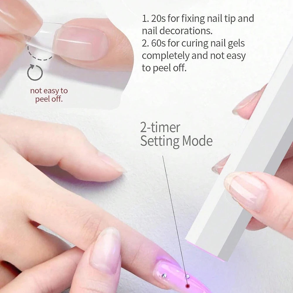 Handheld UV Light for Gel Nails Portable UV Nail Lamp Rechargeable LED Nail Lamp for Nails Art Desk Stand