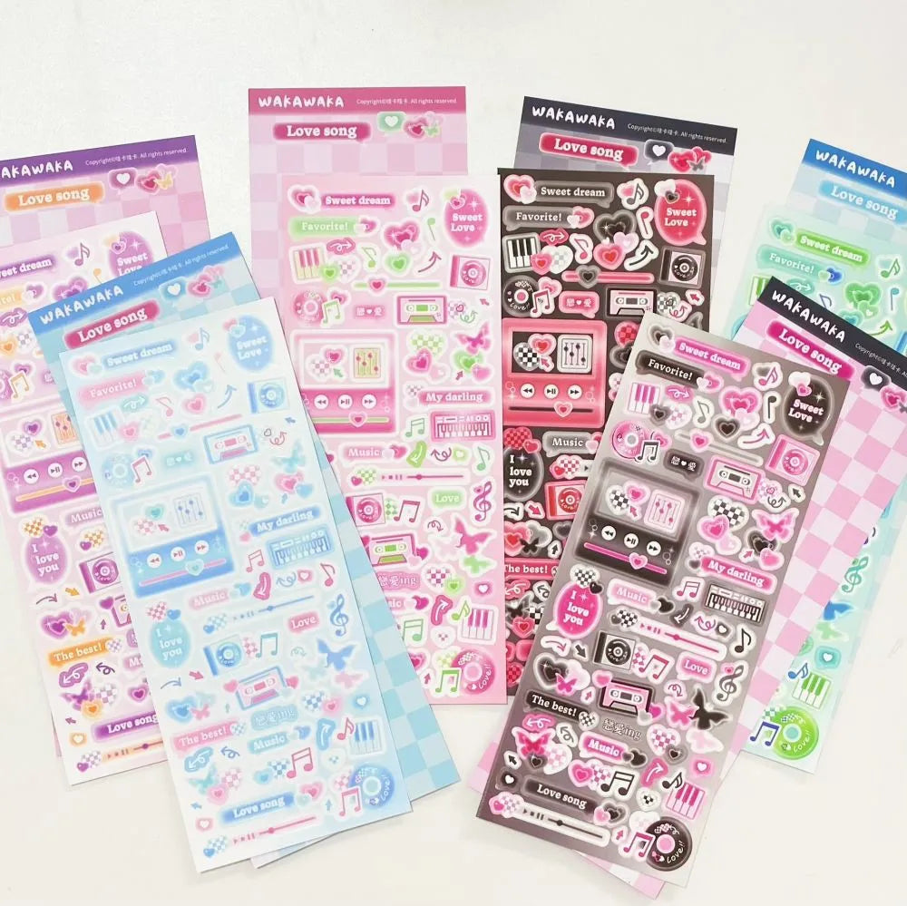 SCRAPBOOK Music Decorative STICKER Korean DIY Phone Luggage Motorcycle Laptop Flakes Idol Card Deco Sticker