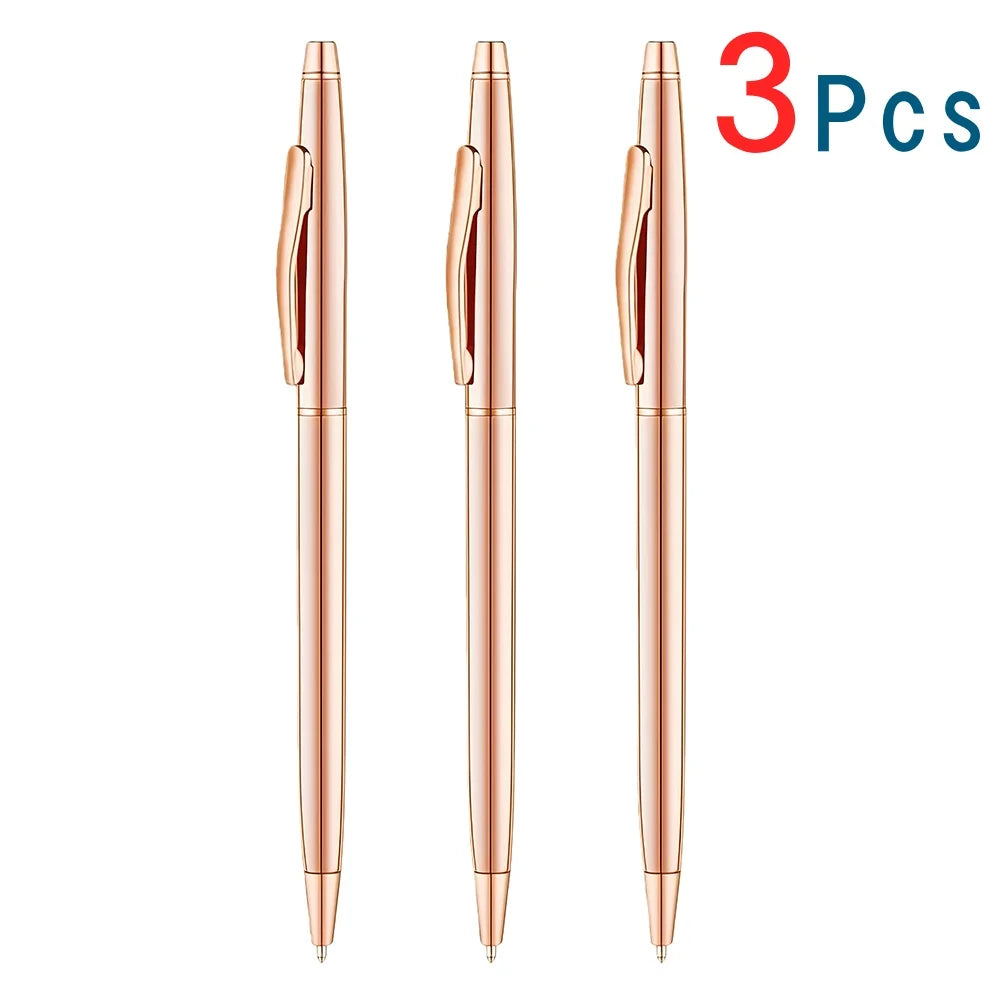 Slim Metallic Retractable Ballpoint Pens Slim Ballpoint Pens Black Ink Pens Metal Pens Set for Business Office