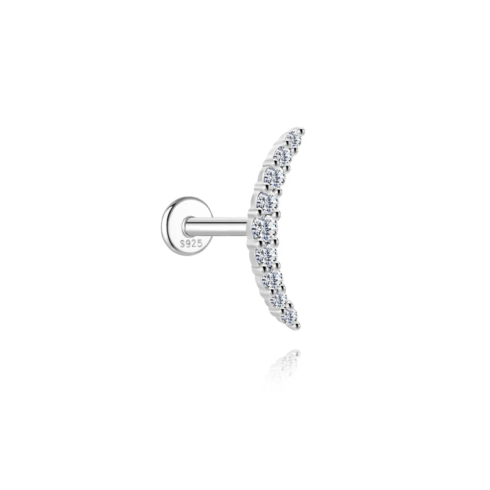 CANNER 1PC Moissanite Spherical Vertical Eight-pointed Star Piercing Earrings 925 Sterling Silver Jewelry Valentine's Day Gift