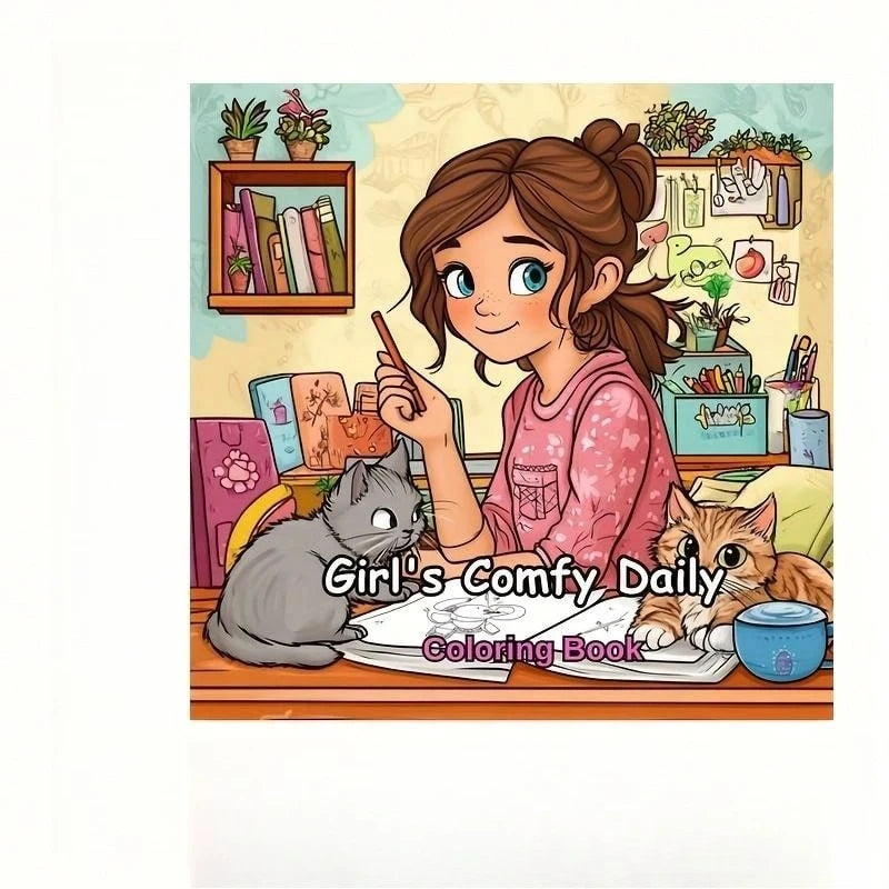 28 Pages Cozy Girls's Life Coloring Book for Adult | Colouring Book for Stress Relief, Birthday Day Gift, Back to School Supplie
