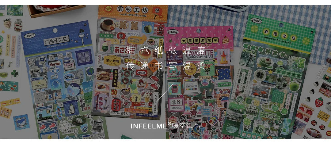 2sheets Kawaii Japanese Childhood Memories Die cut Adhesive Sticker Junk Journal Collage Decoration Scrapbook Diary Cute Sticker