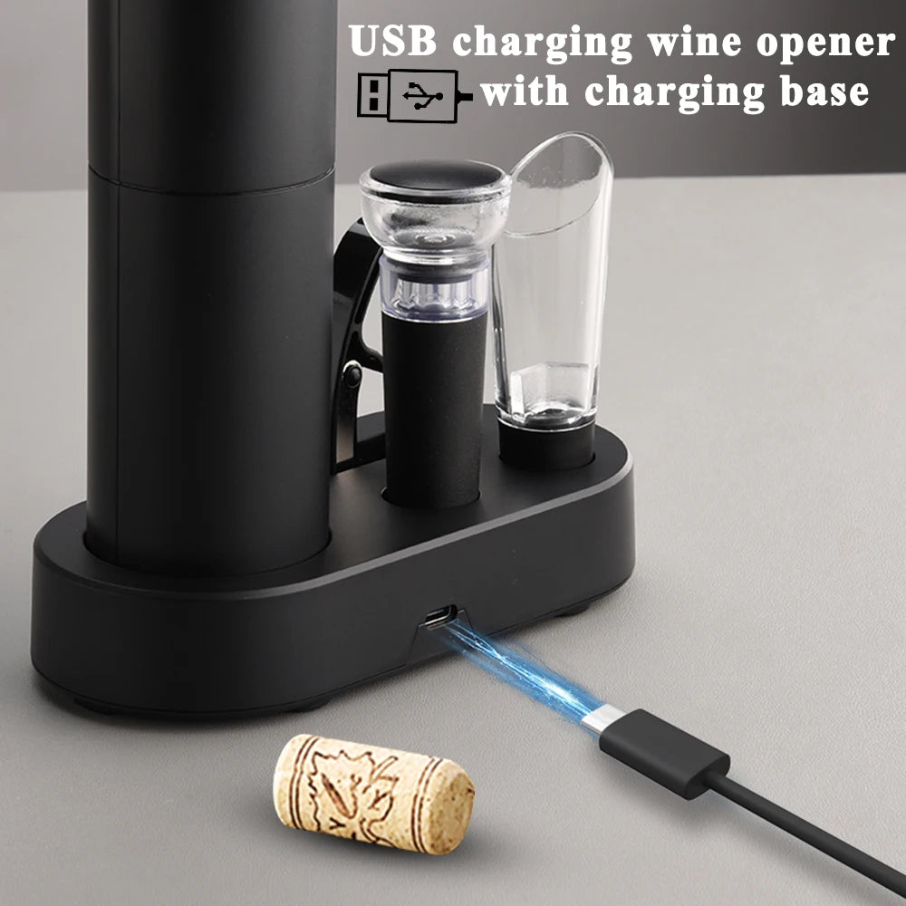 Electric Wine Opener USB Rechargeable Automatic Large Battery Powered Effortless Bottle Opener For Kitchen BarTools Party Gift