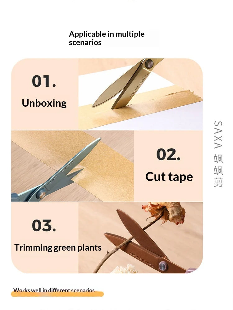 Japan KOKUYO SAXA Safety Scissors,Portable Titanium Coated Non-stick Blunt Tip Multi-Purpose Scissors for Home,Kids Craft&Office