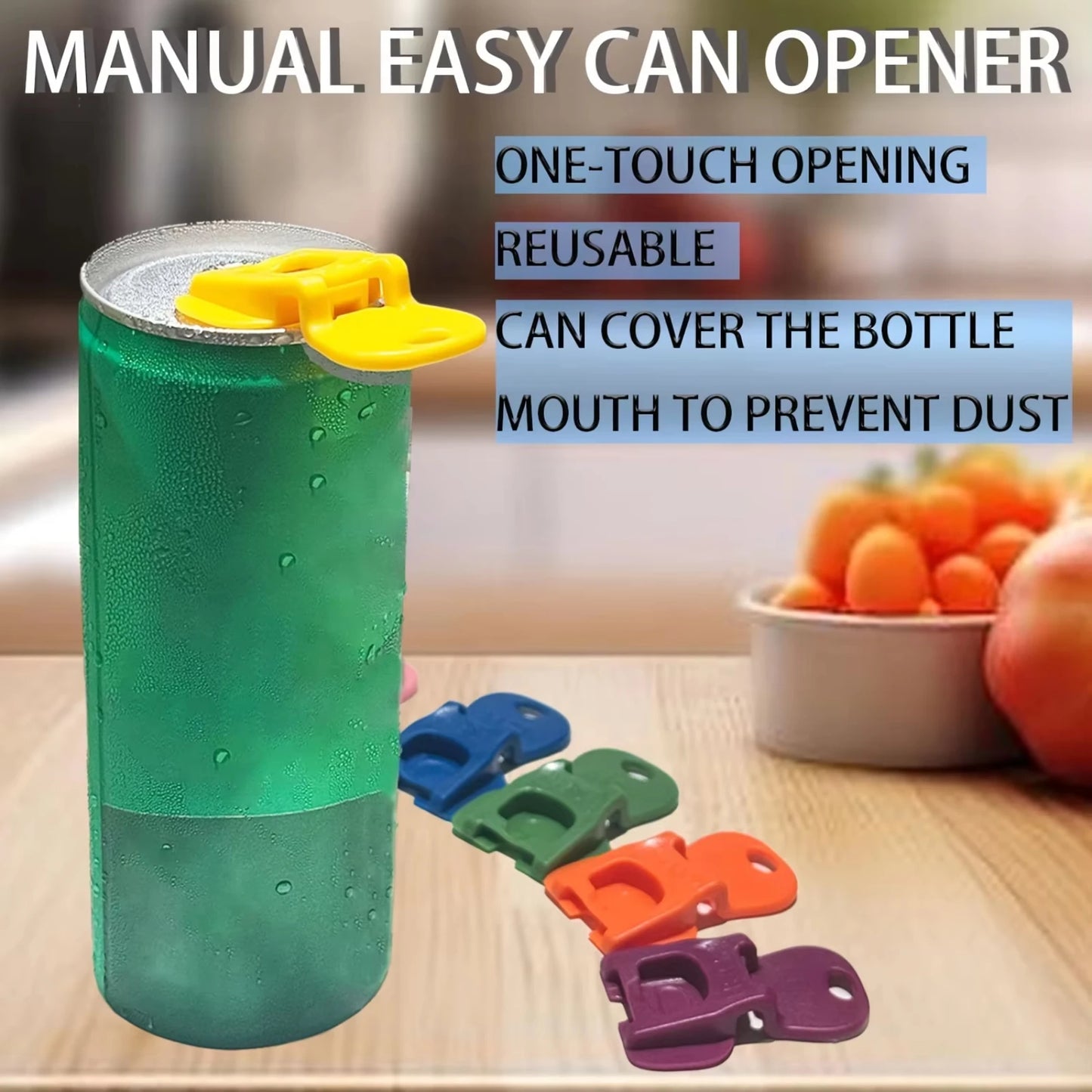 6/12/18pcs Color Beverage Can Opener With Protective Cover Plastic Tab Can Openers Reusable Easy Can Opener Kitchen Tool