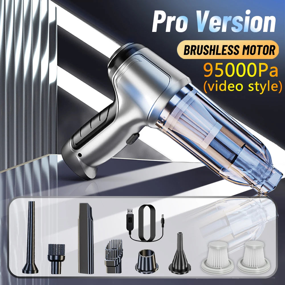 95000PA Home Appliance Car Vacuum Cleaner Wireless Handheld Car Vacuum Vacuuming And Blow 2 IN 1 Portable Strong Suction Cleaner