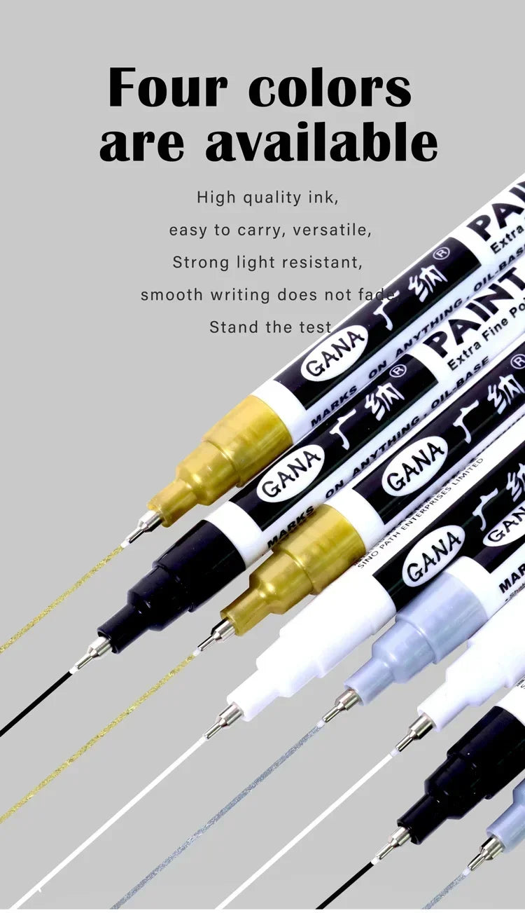 4pcs Oil Based White Black Permanent Paint Markers Pens 0.7mm Extra Fine Waterproof, for Rock Painting, Wood, Metal, Canvas